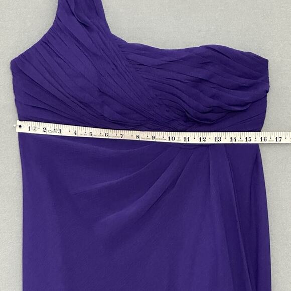 Davids Bridal Womens Dress 12 Regency Purple‎ Crinkle Chiffon One Shoulder Party - Picture 11 of 16